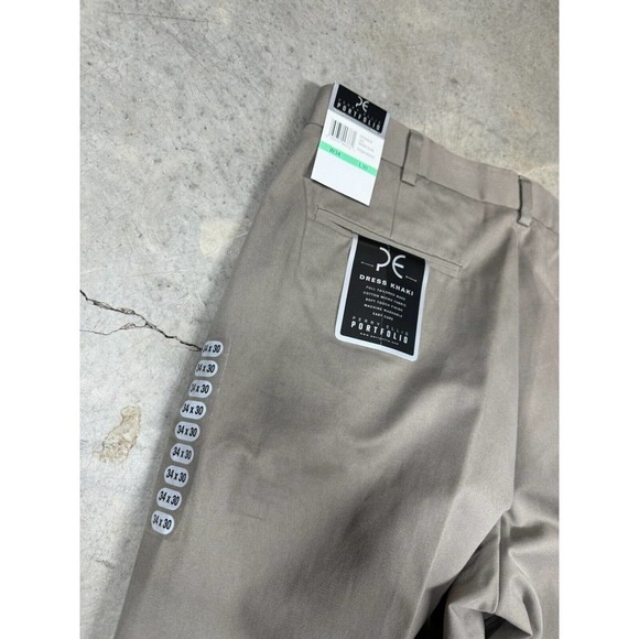NEW Perry Ellis Portfolio Pants Men's 34x30 Taupe Dress Khaki Straight Leg - Picture 3 of 11